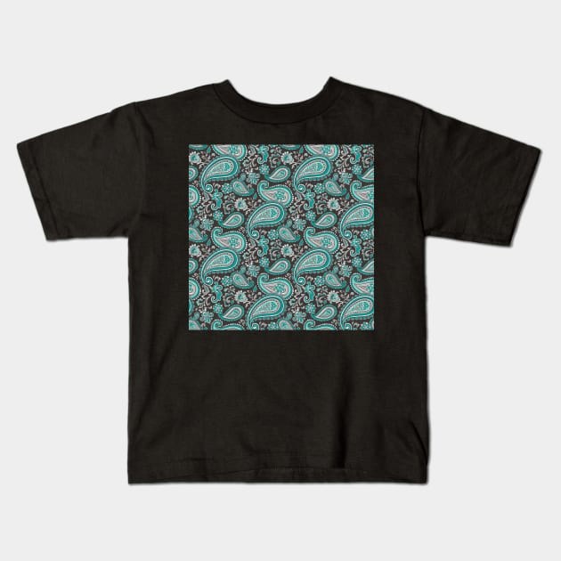 Modern Paisley in Mint Green Kids T-Shirt by CajaDesign
